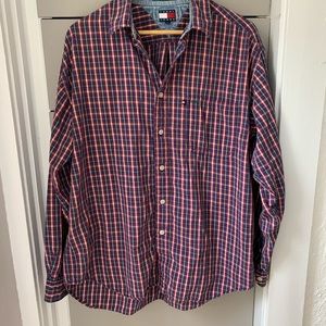 Tommy Hilfiger Vintage Red Men’s Flannel Shirt Size Large